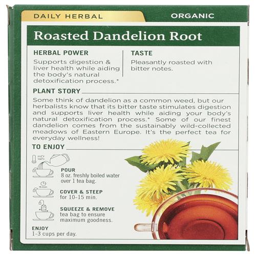 Traditional Medicinals, Té de raíz de diente de león tostado orgánico, 16 unidades