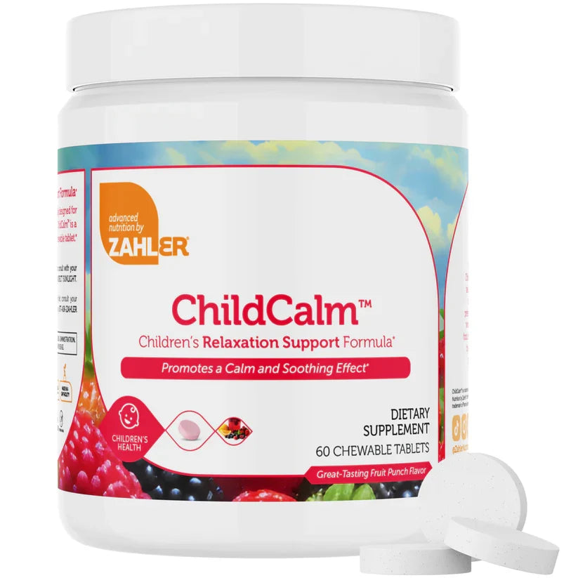 Zahler ChildCalm™ – Fórmula de apoyo a la relajación infantil | Promueve un efecto calmante y relajante | 60 tabletas masticables